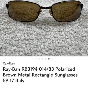 Ray-Ban RB3194 014/83 Polarized Brown Metal Rectangle Sunglasses 59-17 Italy